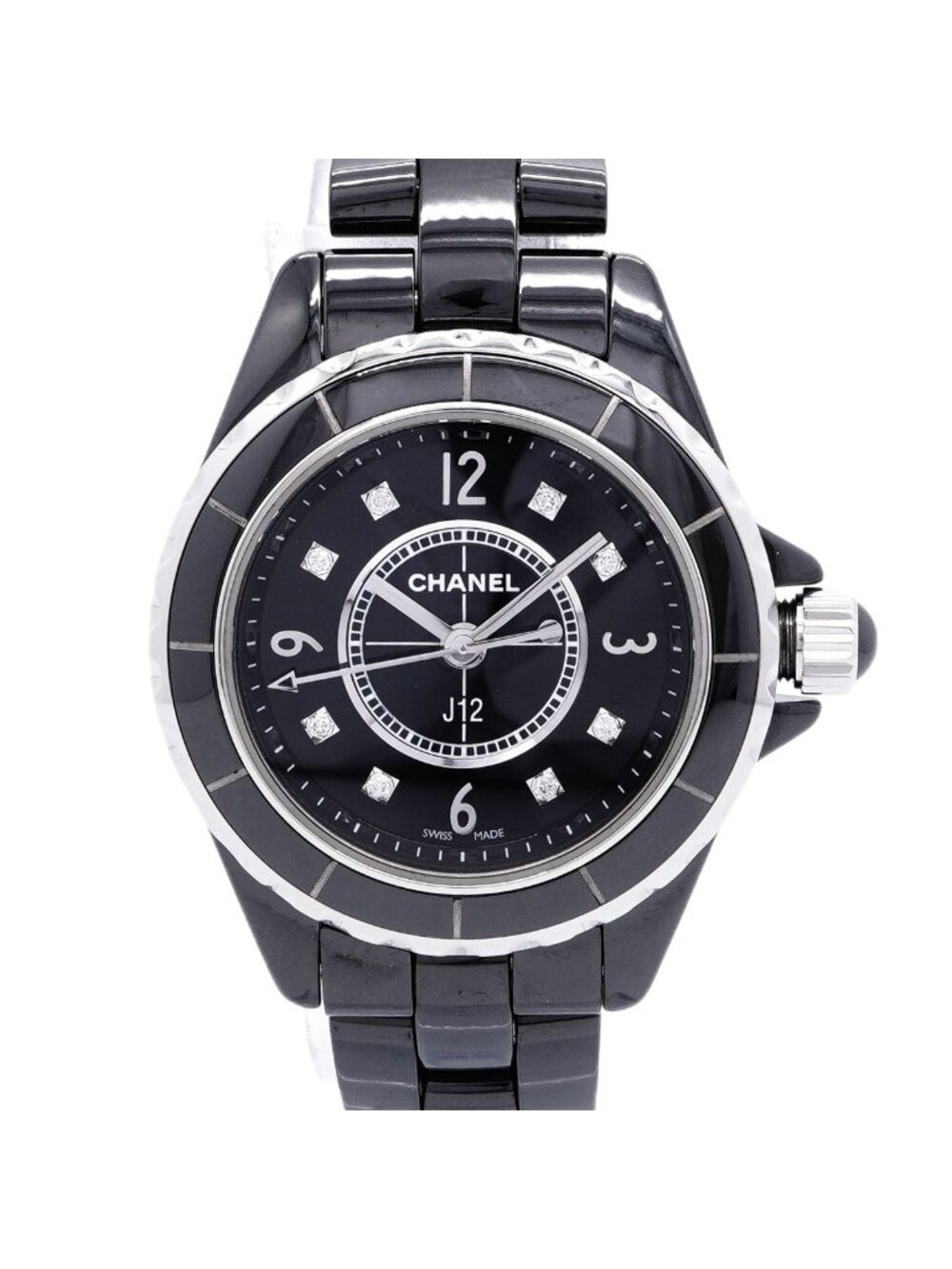 Chanel Diamond Black Dial Watch